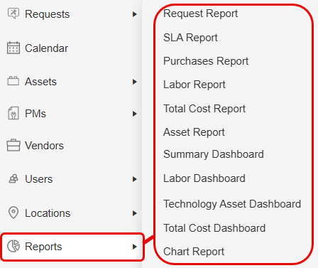 Reports side bar